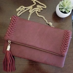 Burgandy tassel crossbody purse